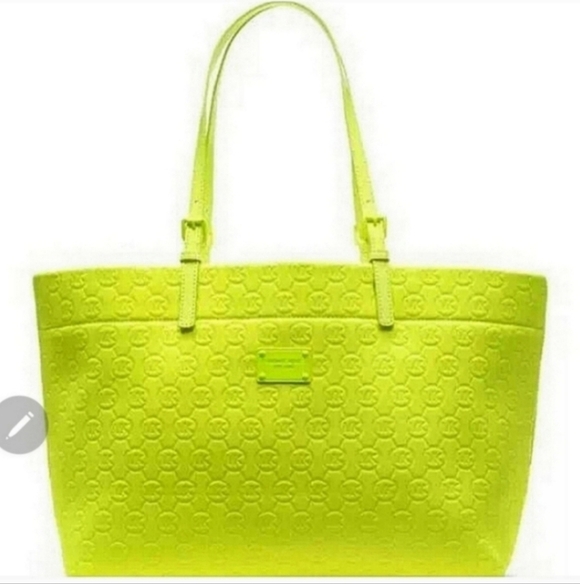 🍂🍁DEADSTOCK RARE HTF MICHAEL KORS NEON neoprene tote bag - Picture 1 of 6